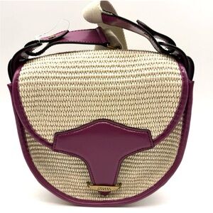 Isabel Marant Botsy Saddle Raffia Crossbody Bag
